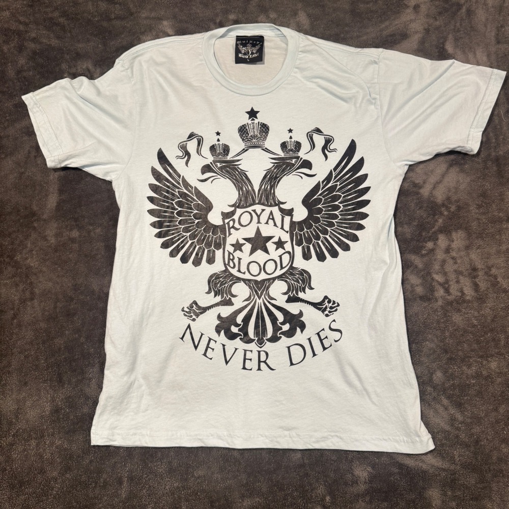 Y2K Bulzeye Black Label T Shirt Mens White Royal Blood Graphic Brand New